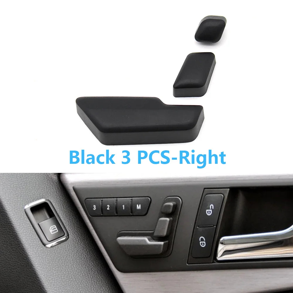 Black Front Seat Backrest Headrest Adjust Switch Button Cover for Mercedes-Benz W204 C204 X204 GLK204 W212 W207 W166 - image