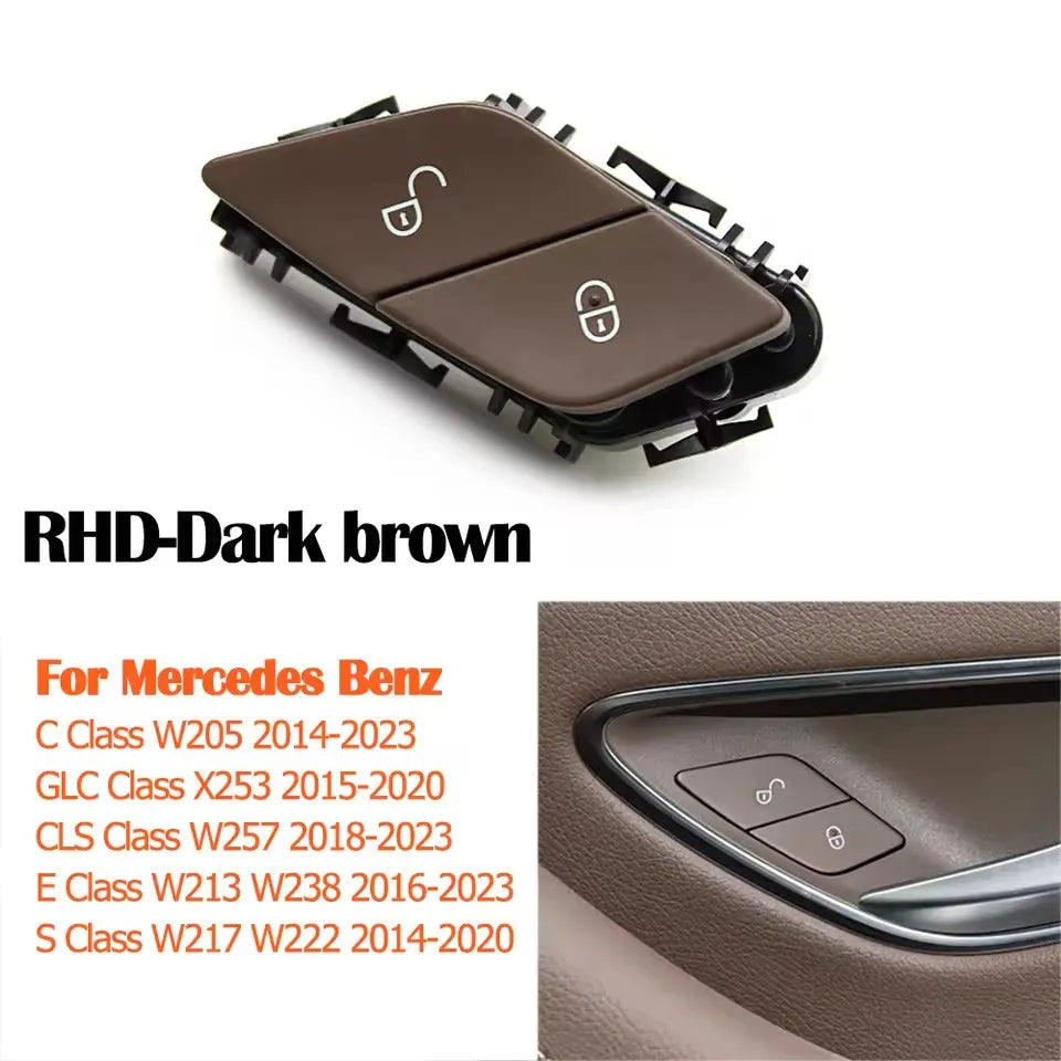 Interior Door Lock Unlock Switch Button for Mercedes-Benz C E S GLC CLS Class W205 W253 W257 W213 W238 W222 - RHD-Dark brown