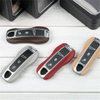 Leather Key Cover Set for Porsche Cayenne Panamera 911 Taycan - Sub gray - Cayenne2018-2023 Year - image 5