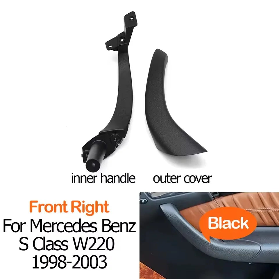 Interior Door Handle Trim Assembly for Mercedes-Benz S Class W220 1998-2003 2208100154 2208101354 - Front Right-Black - image