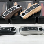 Leather Key Cover Set for Porsche Cayenne Panamera 911 Taycan - Sub gray - Taycan2019-2023 Year - image 2
