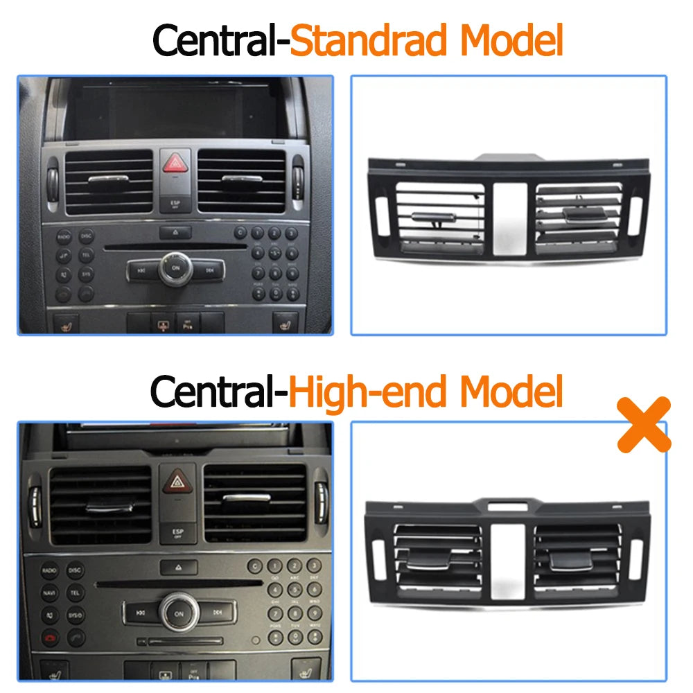 Console Fresh AC Vent Grille Set for Mercedes-Benz W204 C Class 2007-2011 2048304054 2048300754 - image 3