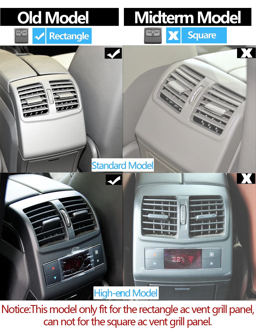Rear Air Conditioning Vent Grille AC Outlet Cover Panel for Mercedes-Benz E Class W212 2128300954 2128301054 - image 10