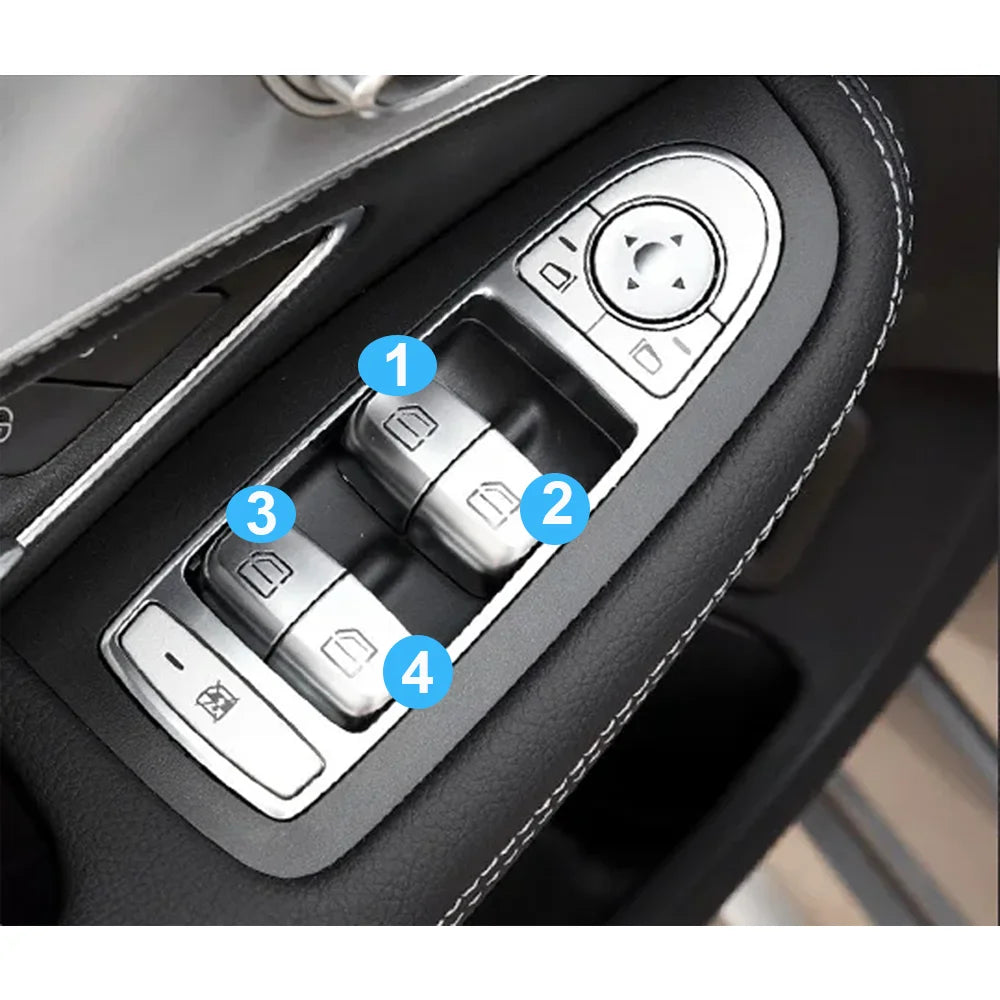 4 Pcs W205 Master Window Switch Repair Button Cover Door Glass Control Switch Key Cap for Mercedes-Benz C GLC Class W253