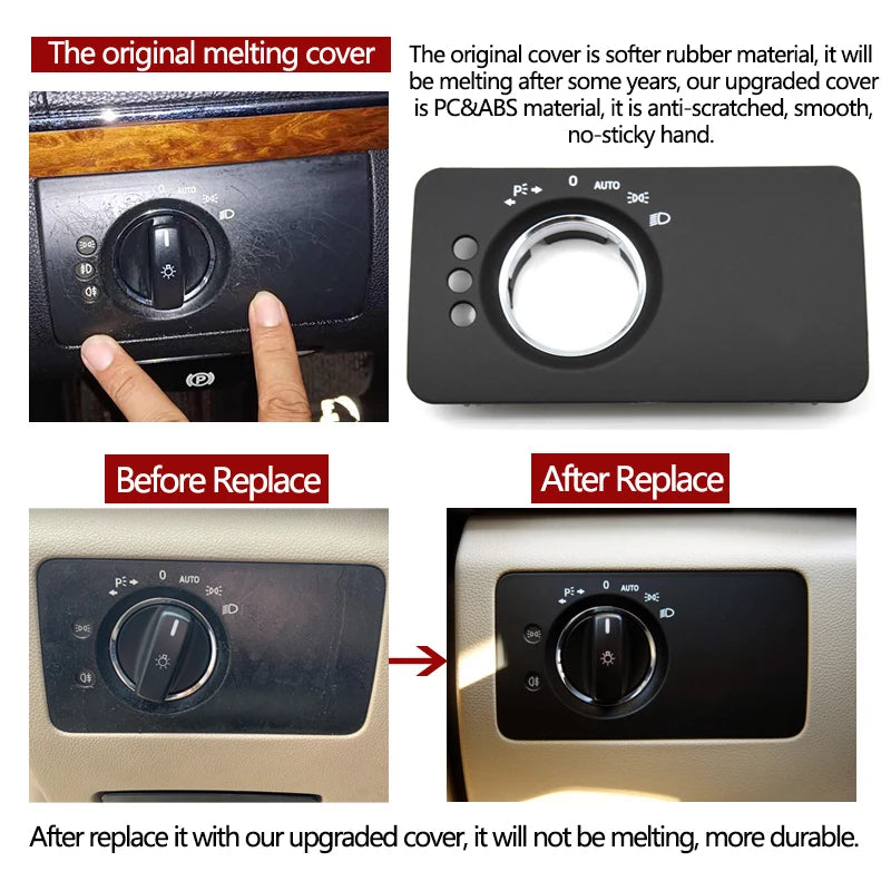 Interior Head Lamp Headlight Switch Button Headlamp Cover Trim for Mercedes-Benz R Class W251 2515453004 2515453104 - image