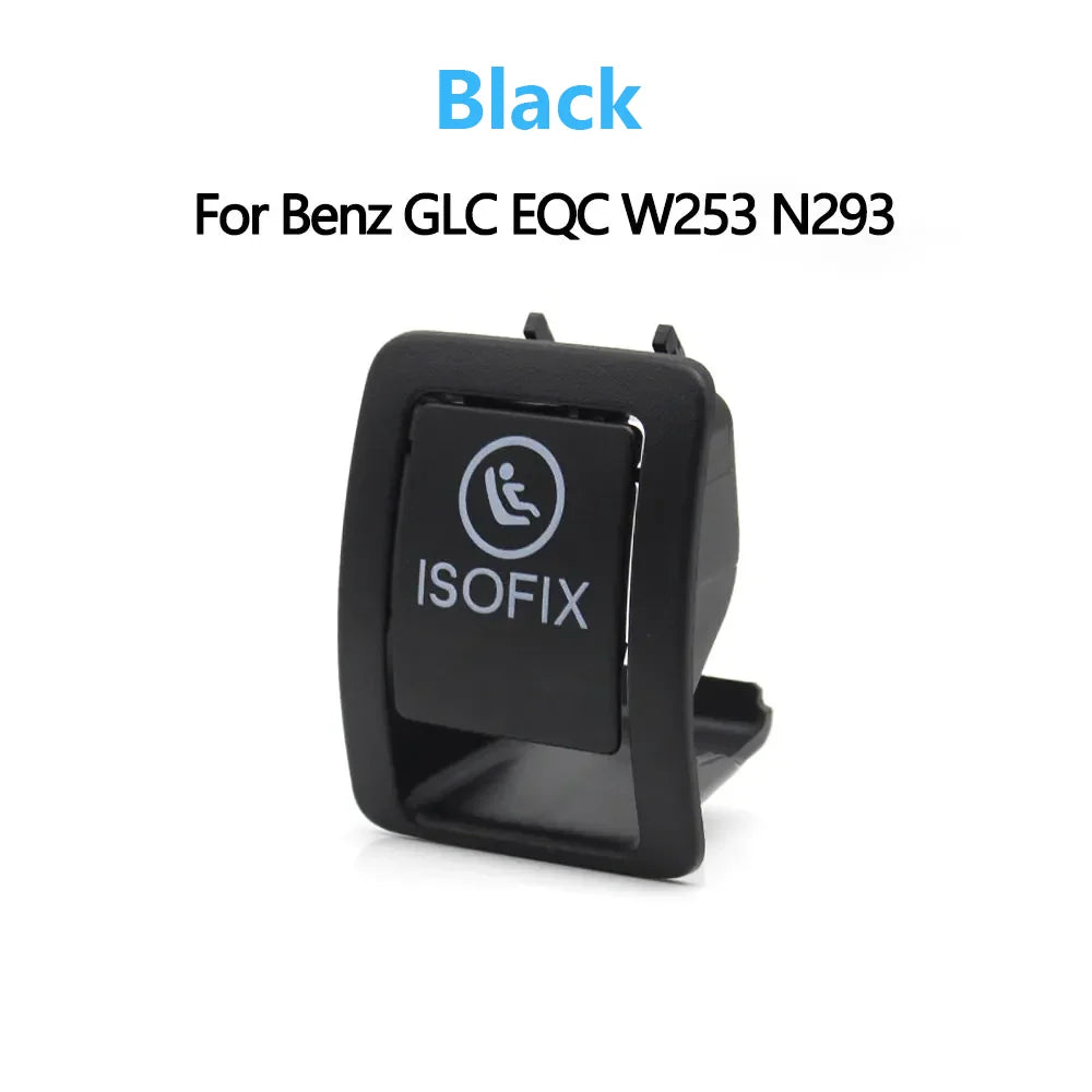 W253 Rear Child Safe Seat Buckle Switch Cover ISOFIX Anchor Button Cover for Mercedes-Benz GLC EQC N293 - Black 1 PCS