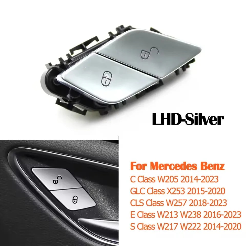 Interior Door Lock Unlock Switch Button for Mercedes-Benz C E S GLC CLS Class W205 W253 W257 W213 W238 W222 - LHD-Silver