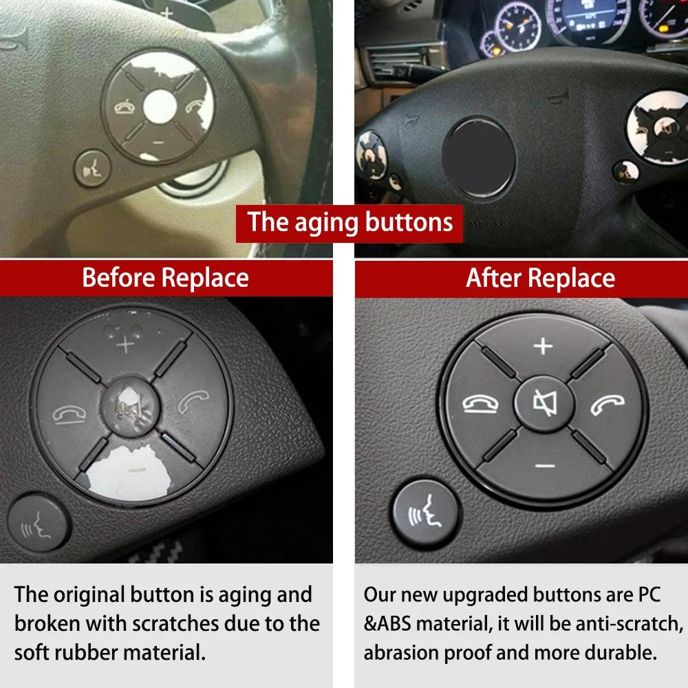 Multi-function Steering Wheel Buttons Kit Phone Control Keys for Mercedes-Benz C E GLK Class W204 W207 W212 X204 2007-2013