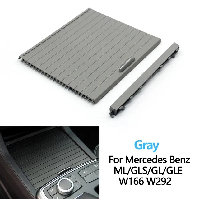 Center Console Drink Cup Holder Cover Rolling Blind Shutter for Mercedes-Benz ML GL GLE GLS Class W166 W292 1666803814 - Gray