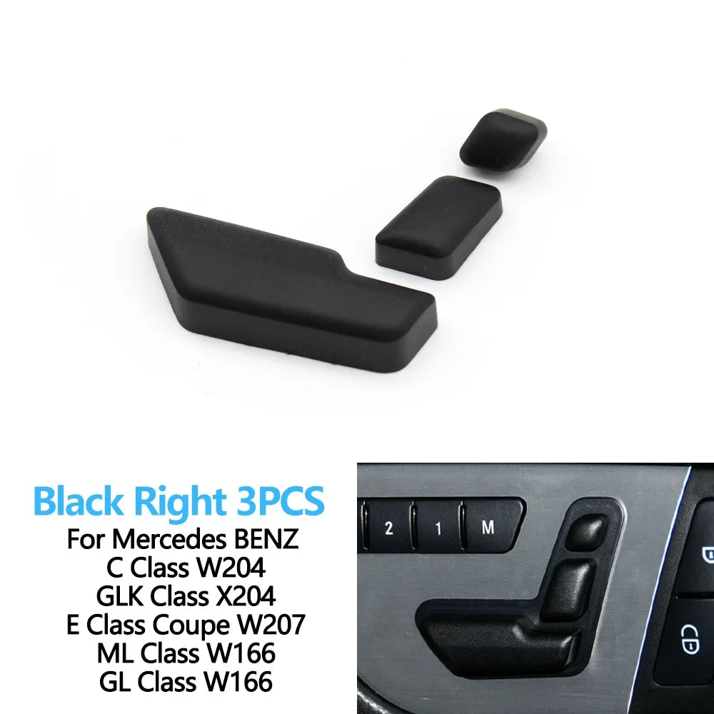 Black Front Seat Backrest Headrest Adjust Switch Button Cover for Mercedes-Benz W204 C204 X204 GLK204 W212 W207 W166 - Black