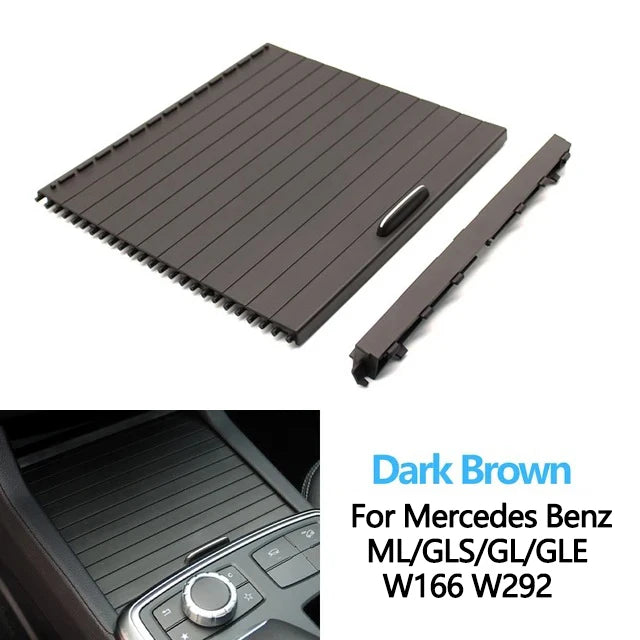 Center Console Drink Cup Holder Cover Rolling Blind Shutter for Mercedes-Benz ML GL GLE GLS Class W166 W292 1666803814 - Dark