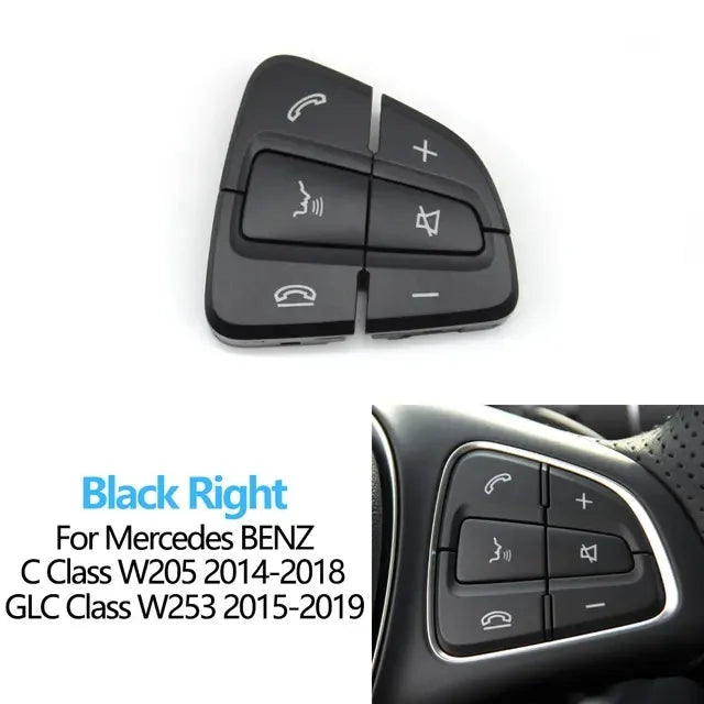 W205 W253 Multi-function Steering Wheel Switch Control Buttons Cover for Mercedes-Benz C Class GLC Class - Black Right
