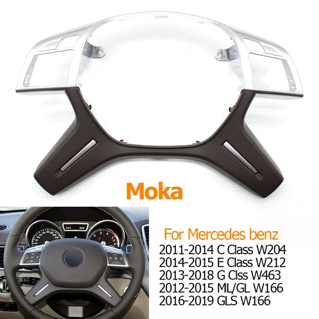 Steering Wheel Cover Panel Trim for Mercedes-Benz C E M ML GL GLS G Class W204 W212 W166 W463 0994640513 - Chrome-Moka