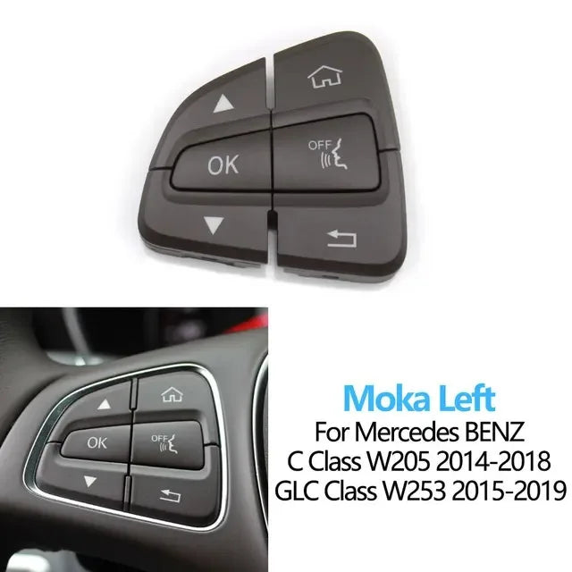 W205 W253 Multi-function Steering Wheel Switch Control Buttons Cover for Mercedes-Benz C Class GLC Class - Moka Left - image
