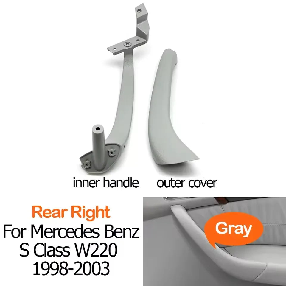 Interior Door Handle Trim Assembly for Mercedes-Benz S Class W220 1998-2003 2208100154 2208101354 - Rear Right-Gray - image