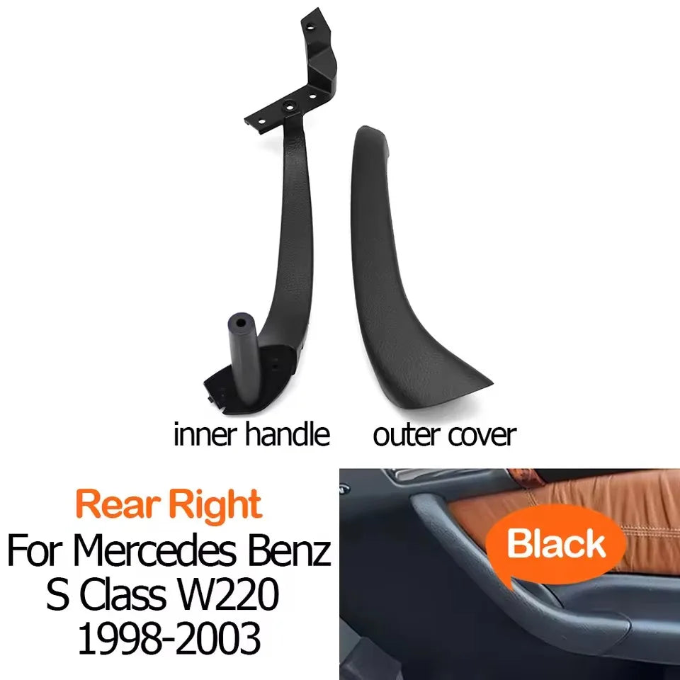 Interior Door Handle Trim Assembly for Mercedes-Benz S Class W220 1998-2003 2208100154 2208101354 - Rear Right-Black - image