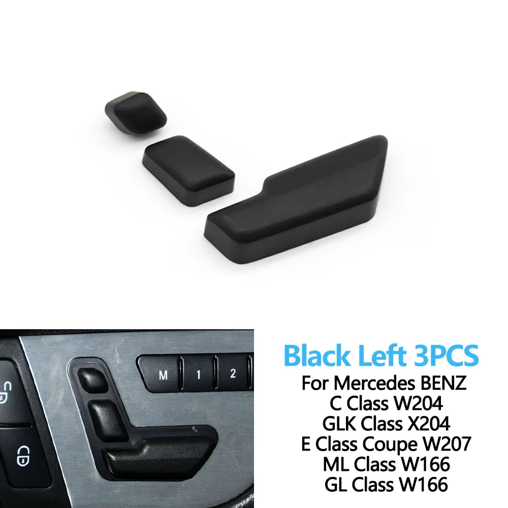 Black Silver Seat Headrest Adjust Control Button Switch Cover for Mercedes-Benz C GLK E Class W204 C204 X204 GLK204 W212 W207