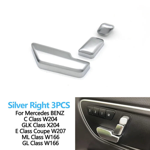 Black Silver Seat Headrest Adjustment Button Switch Cover for Mercedes-Benz W204 C204 X204 GLK204 W212 W207 W166 - Silver