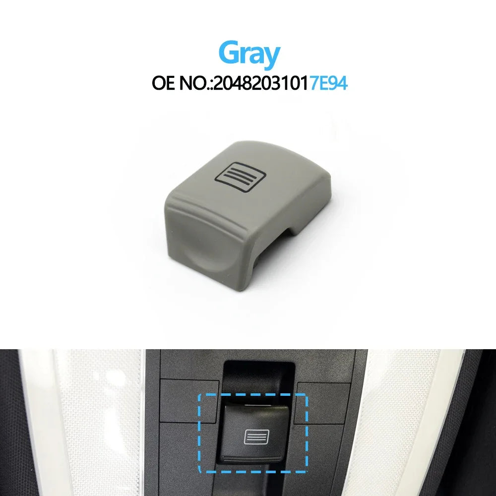 Power Sunroof Window Switch Button Knob Cover for Mercedes-Benz C E GLK Class W204 X204 W207 C200 C300 - Gray - image 3