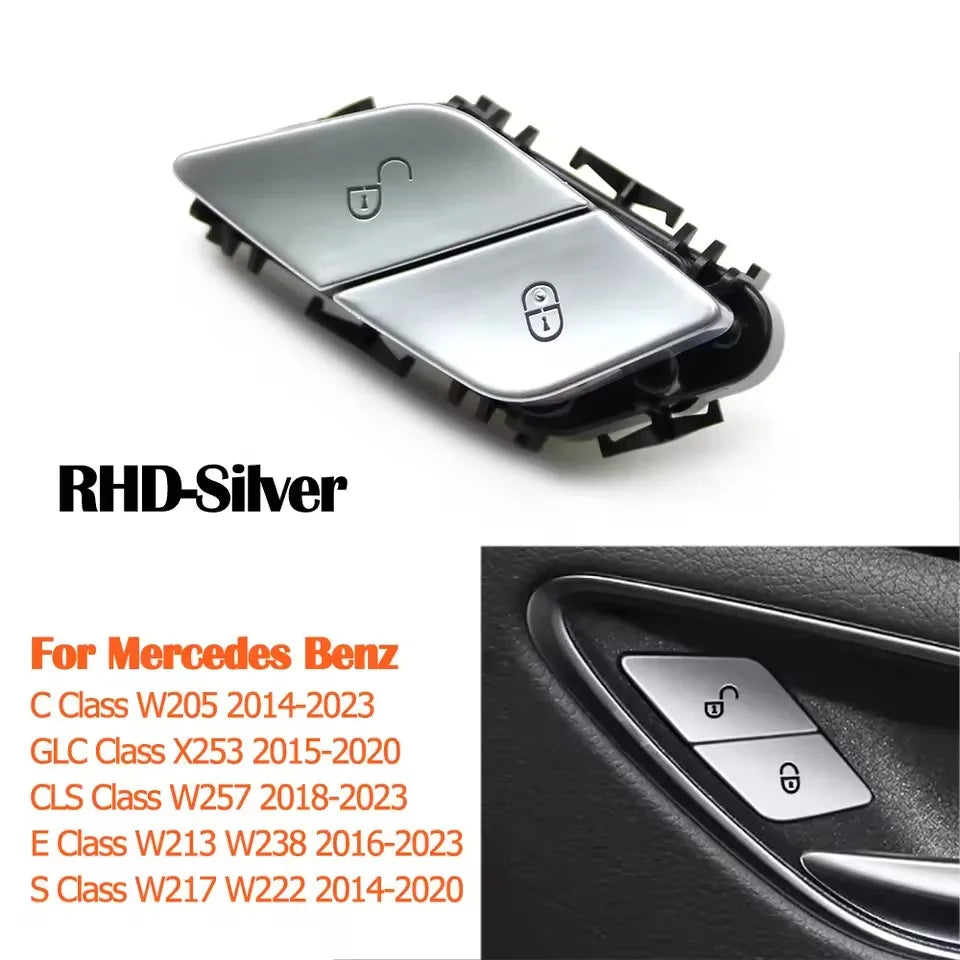 Interior Door Lock Unlock Switch Button for Mercedes-Benz C E S GLC CLS Class W205 W253 W257 W213 W238 W222 - RHD-Silver