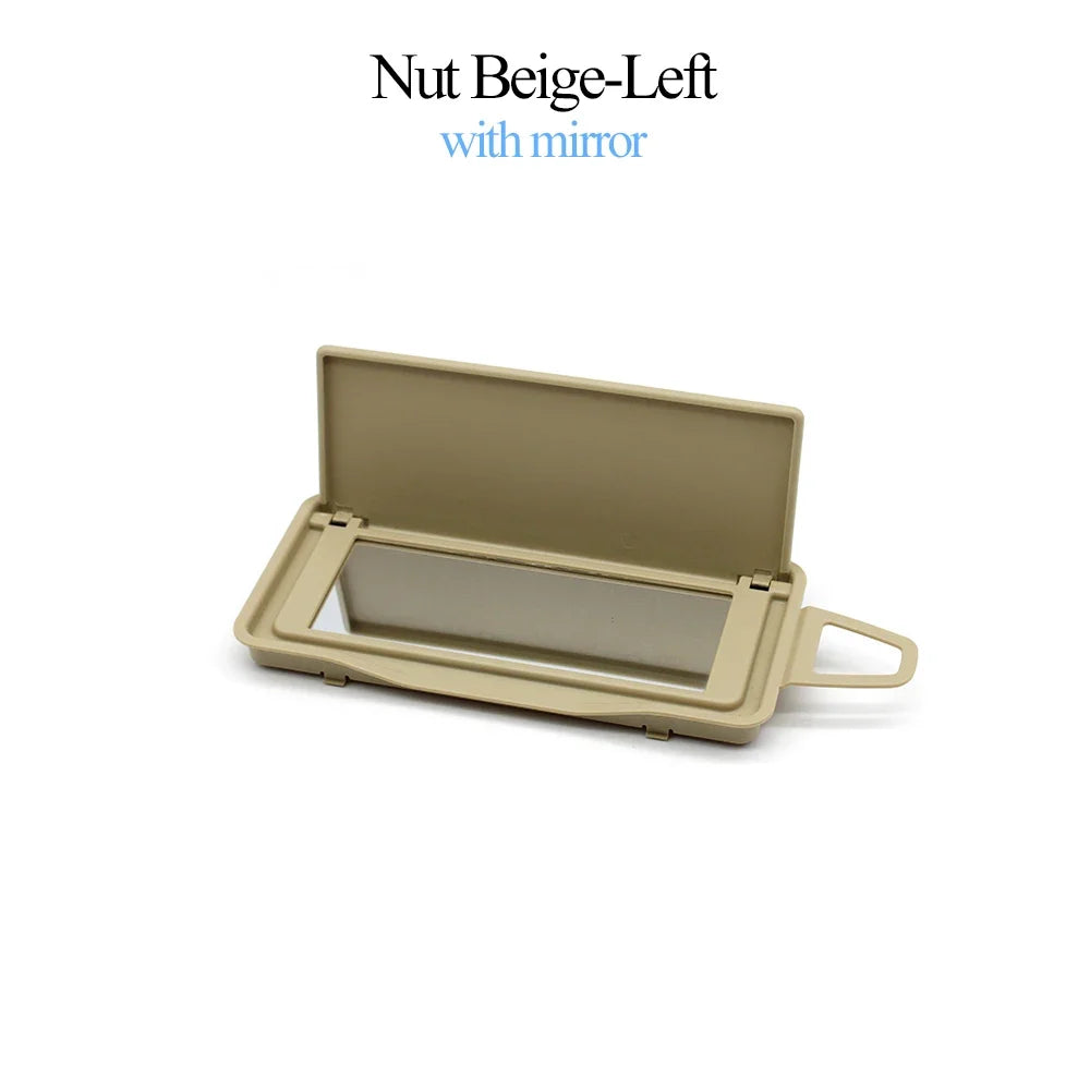 Front Sun Shade Visor Mirror Makeup Cosmetic Mirror Cover for Mercedes-Benz E CLS Class W212 W218 E200 E300 - Nut Beige Left
