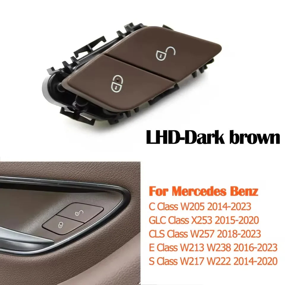 Interior Door Lock Unlock Switch Button for Mercedes-Benz C E S GLC CLS Class W205 W253 W257 W213 W238 W222 - LHD-Dark brown