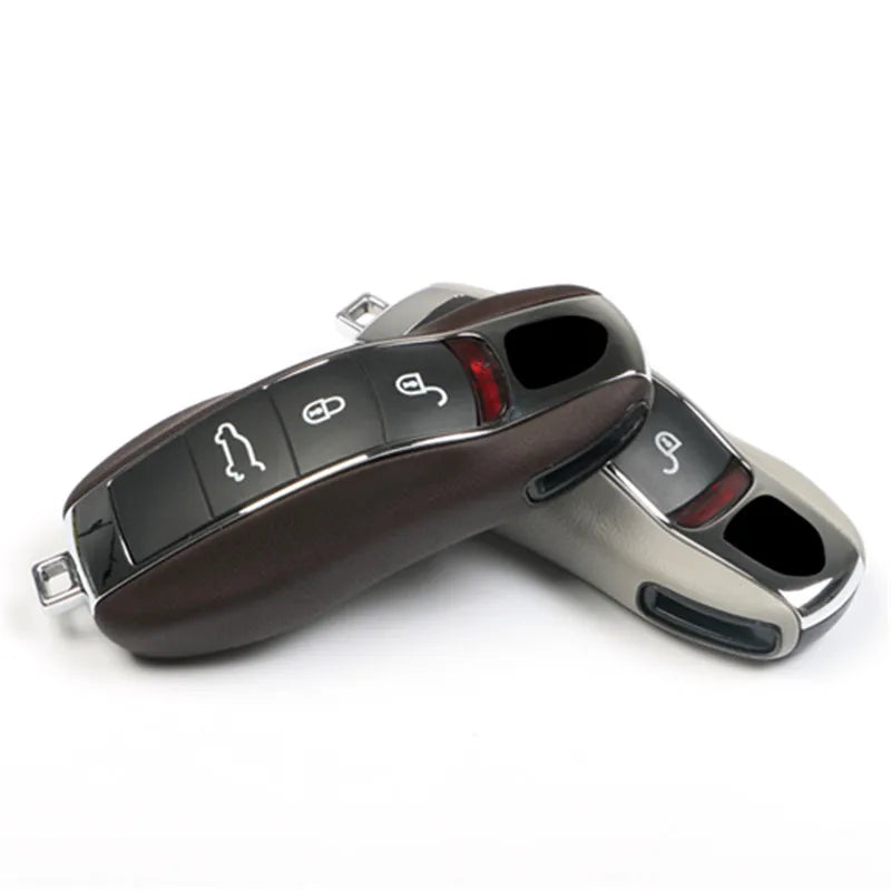 Leather Key Cover for Porsche Macan Cayenne 911 718 Panamera - Sub Gray - Cayman2013-2016 - image 2