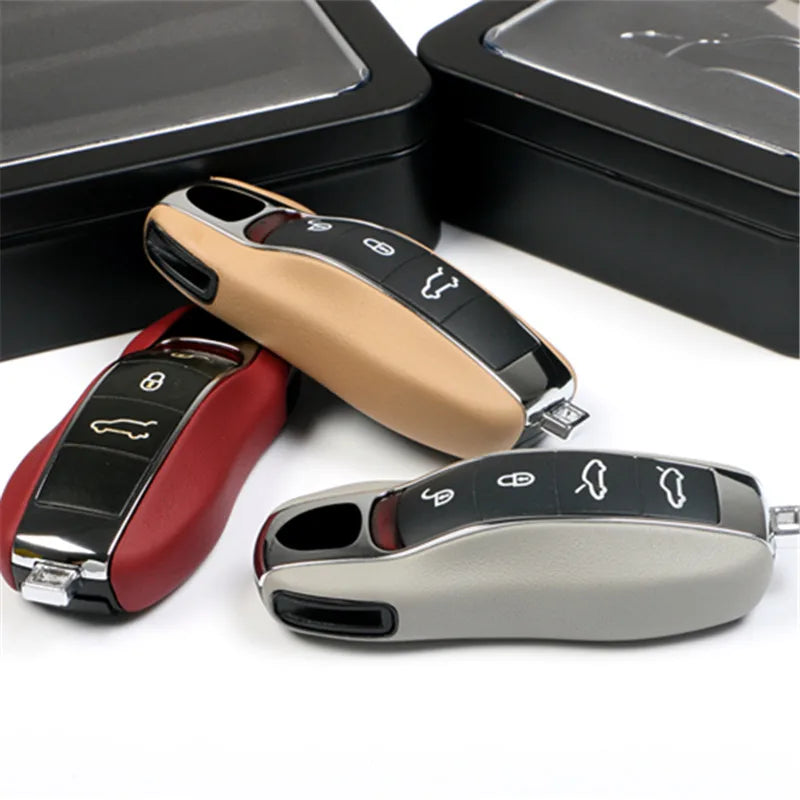 Leather Key Cover for Porsche Macan Cayenne 911 718 Panamera - Sub Gray - 911 2013-2018 - image 3