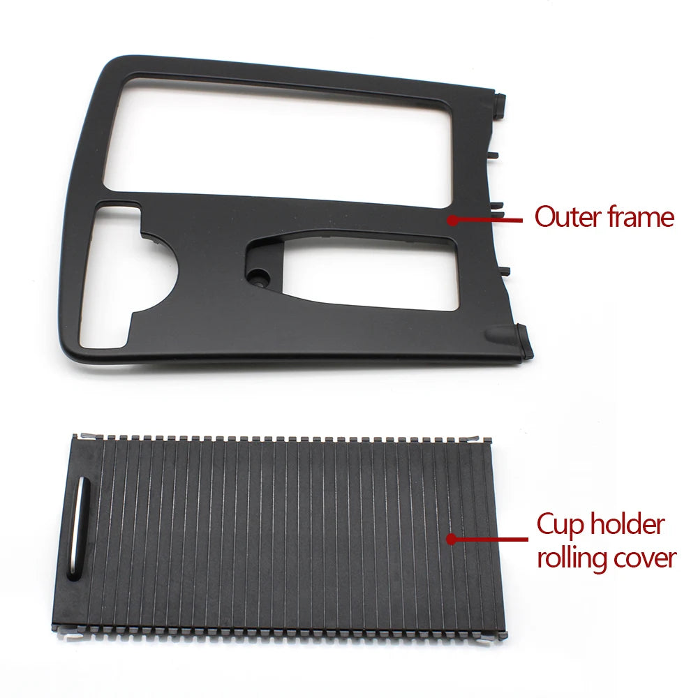 Central Armrest Drink Cup Holder Shutter Outer Frame Panel Set for Mercedes-Benz C E Class W204 W207 W212 2046800107 - image