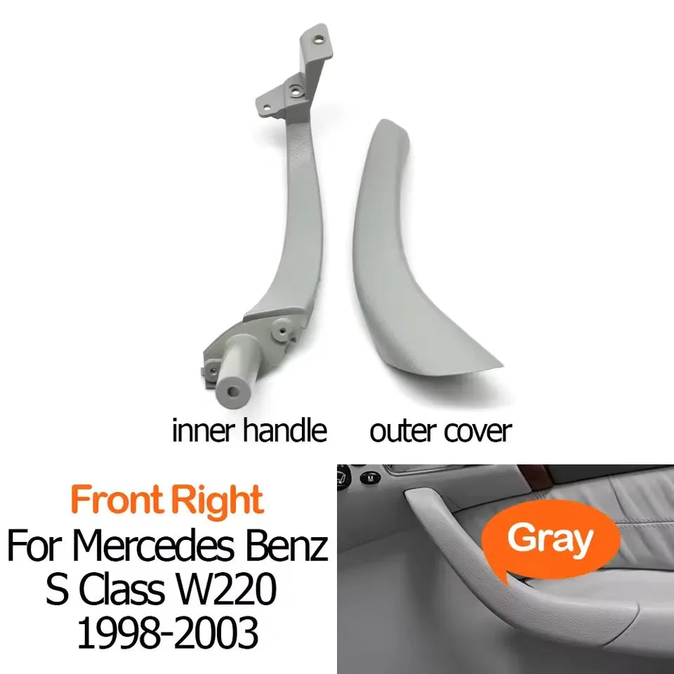 Interior Door Handle Trim Assembly for Mercedes-Benz S Class W220 1998-2003 2208100154 2208101354 - Front Right-Gray - image