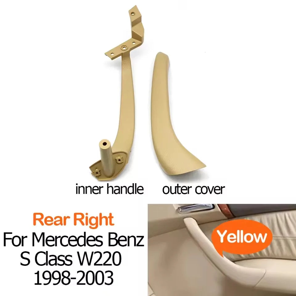 Interior Door Handle Trim Assembly for Mercedes-Benz S Class W220 1998-2003 2208100154 2208101354 - Rear Right-Yellow - image