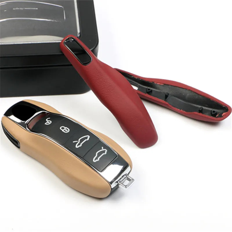 Leather Key Cover for Porsche Macan Cayenne 911 718 Panamera - Sub Gray - Cayenne2011-2017 - image 6